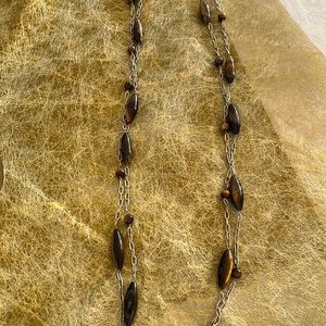 Gold and tiger bead necklace 22”